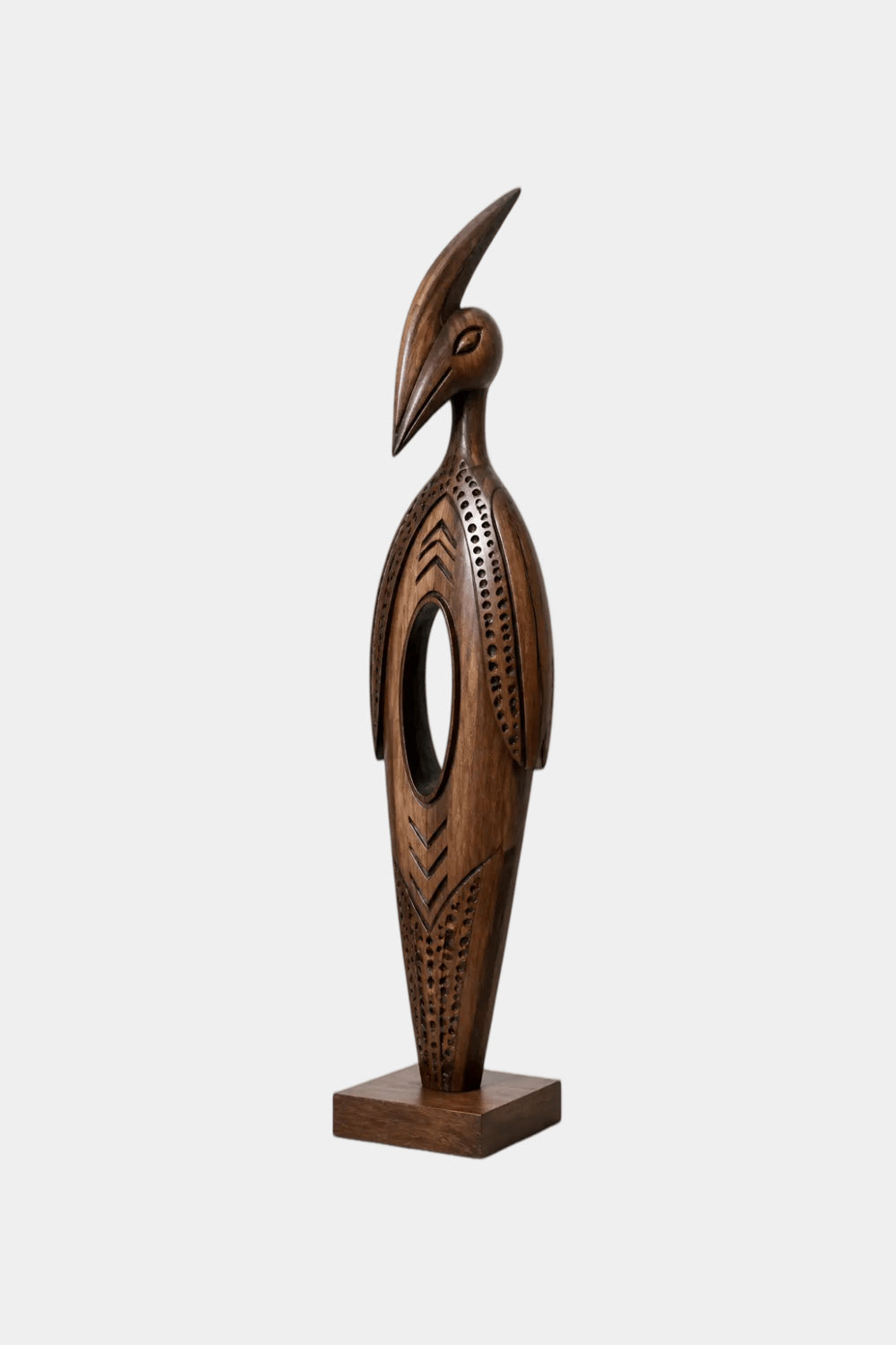 Large Abstract Wooden Bird Statue Modern Floor Sculpture For Home Office