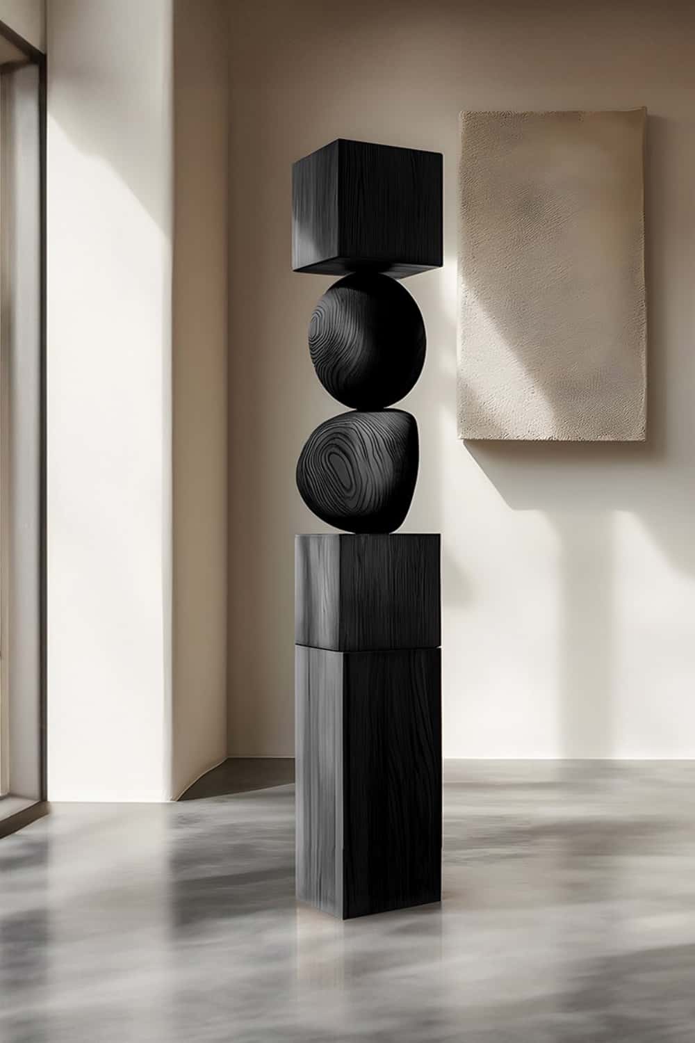 Hand Tall Wood Carved Statue Custom Large Black Wood Sculpture Near Me