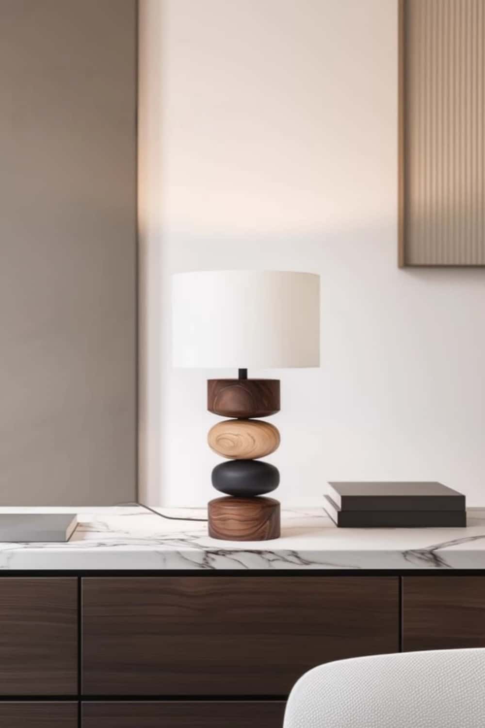 Handcrafted Wood Desk Lamp Handmade Abstract Wooden Lamp Wood Art Table Lighting