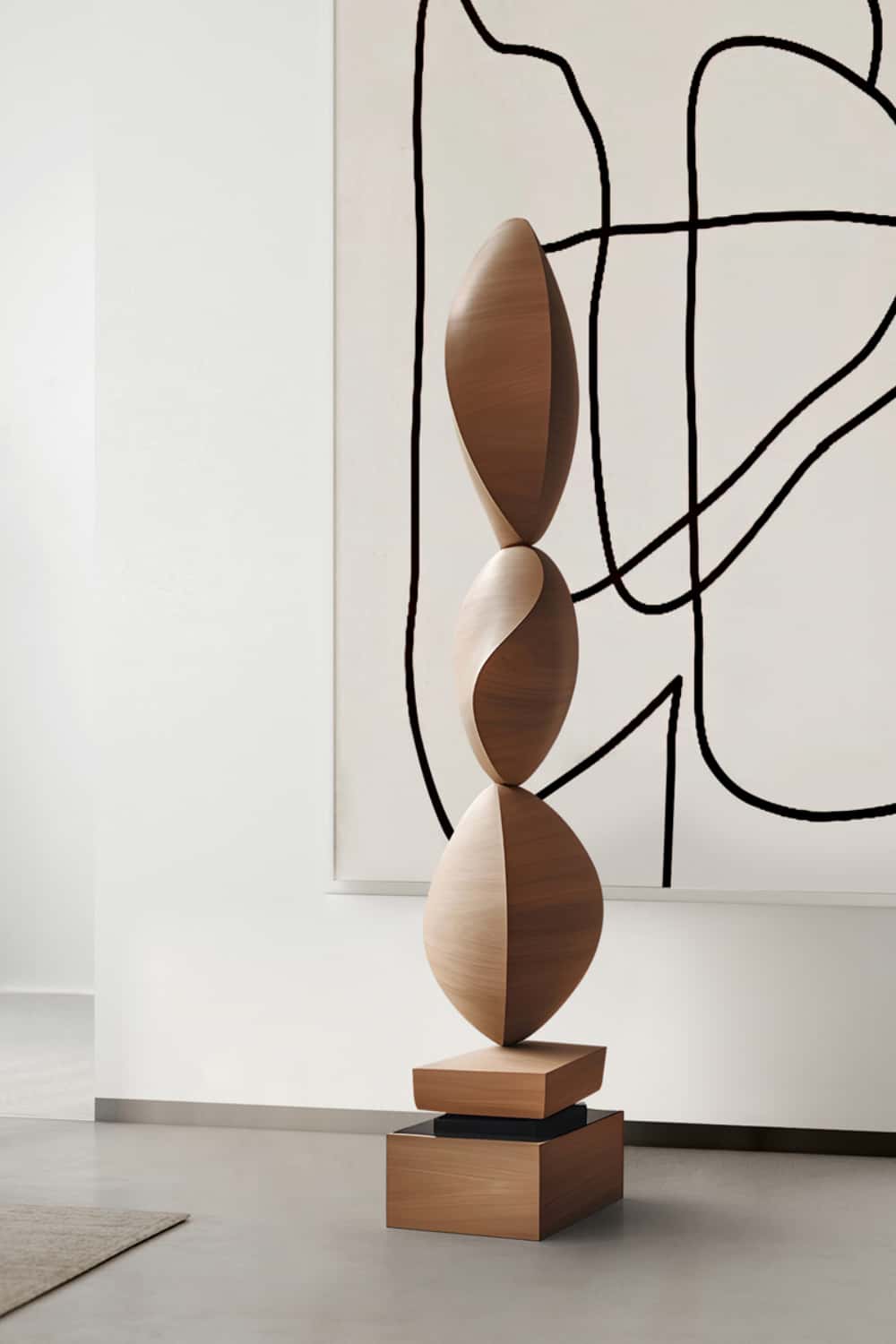 Modern Hand Wood Carved Statue Custom Large Wood Sculpture Near Me Sale