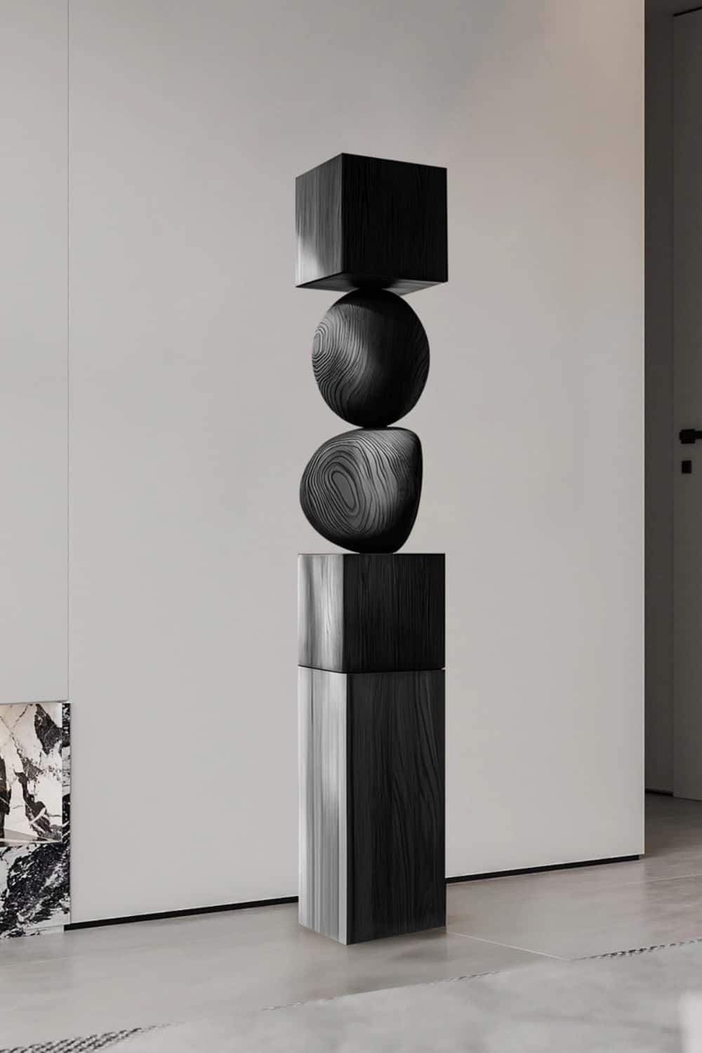 Hand Tall Wood Carved Statue Custom Large Black Wood Sculpture Near Me