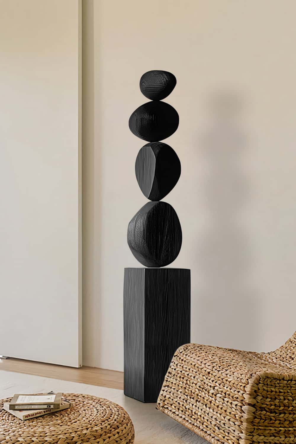 Hand Tall Wood Carved Statue Custom Large Black Wood Sculpture Near Me