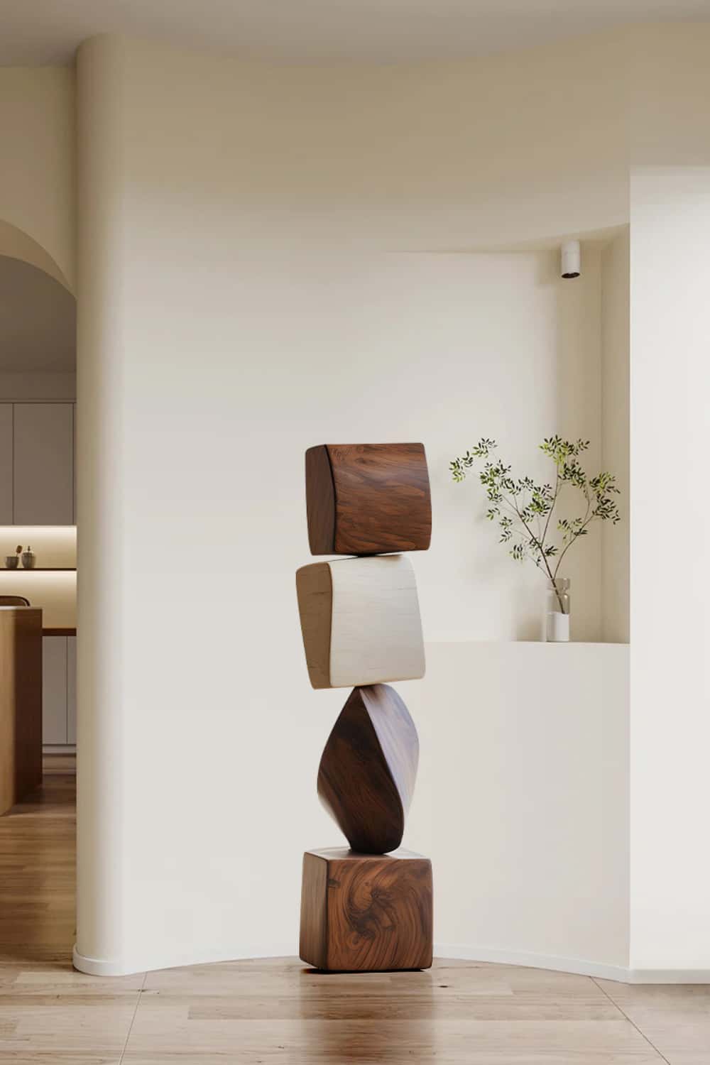 Modern Hand Wood Carved Statue Custom Large Wood Sculpture Near Me Sale