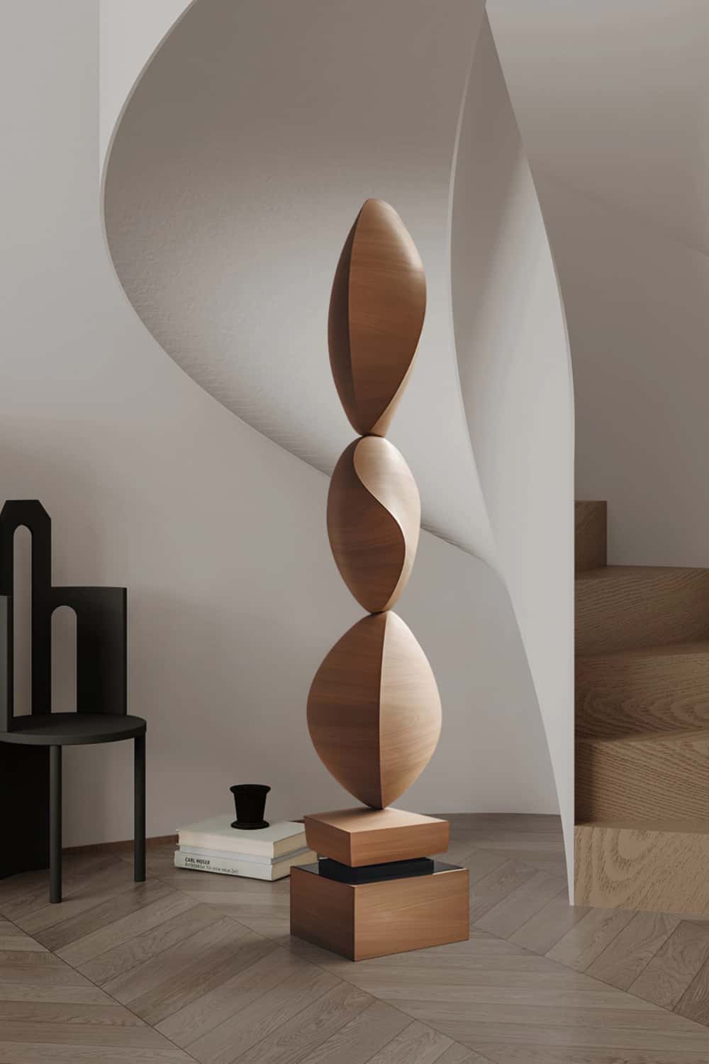 Modern Hand Wood Carved Statue Custom Large Wood Sculpture Near Me Sale