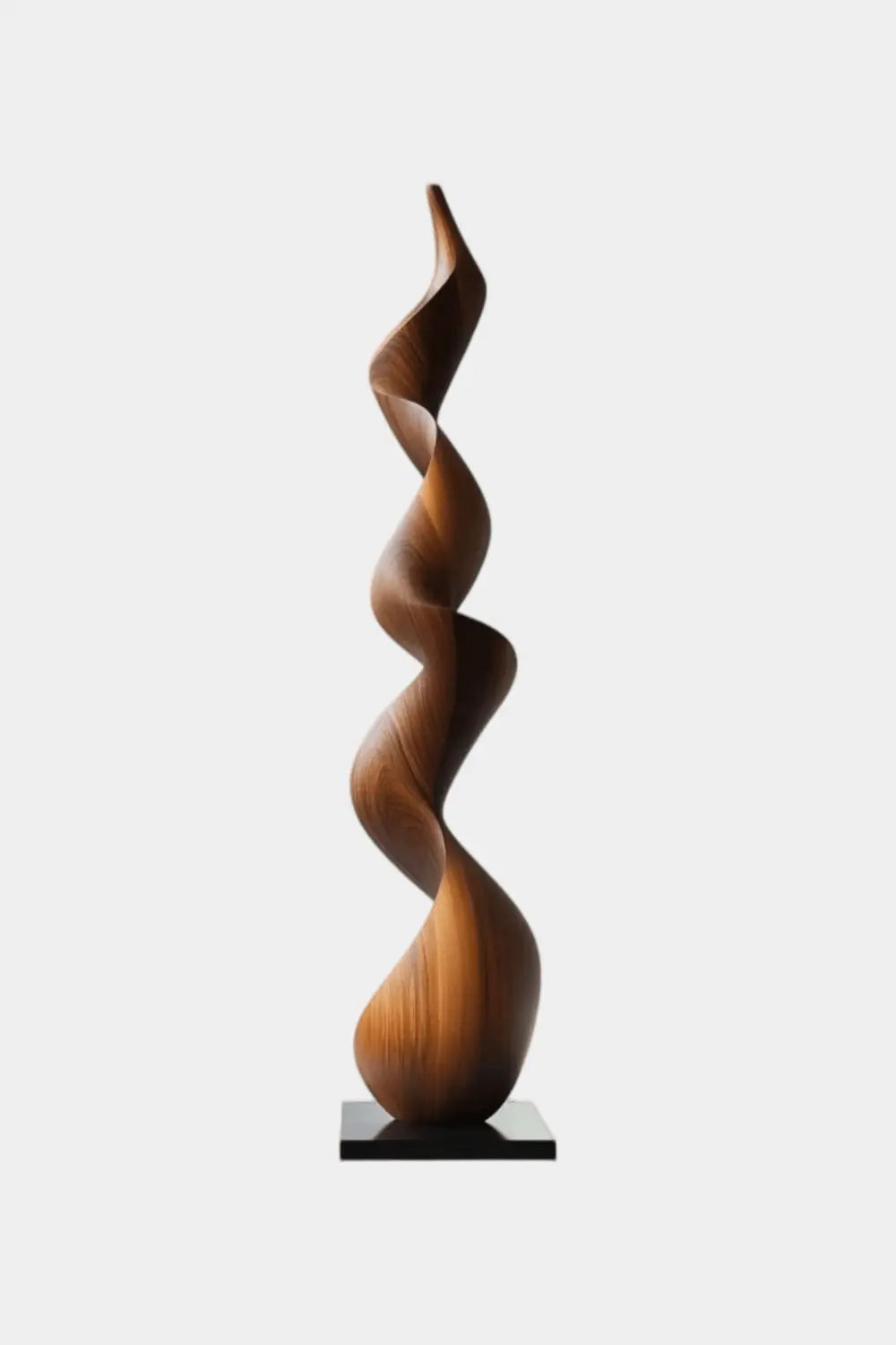 Large Walnut Wood Spiral Sculpture For Modern Living Room Freestanding Abstract Art