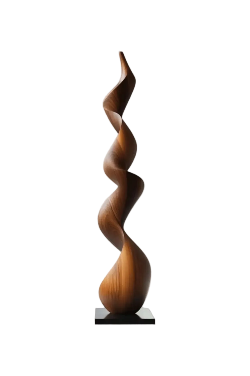 Large Walnut Wood Spiral Sculpture For Modern Living Room Freestanding Abstract Art