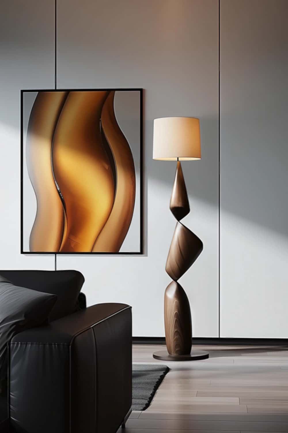 Handcrafted Large Wooden Art Floor Lamp Home Decor Wood Standing Lamp