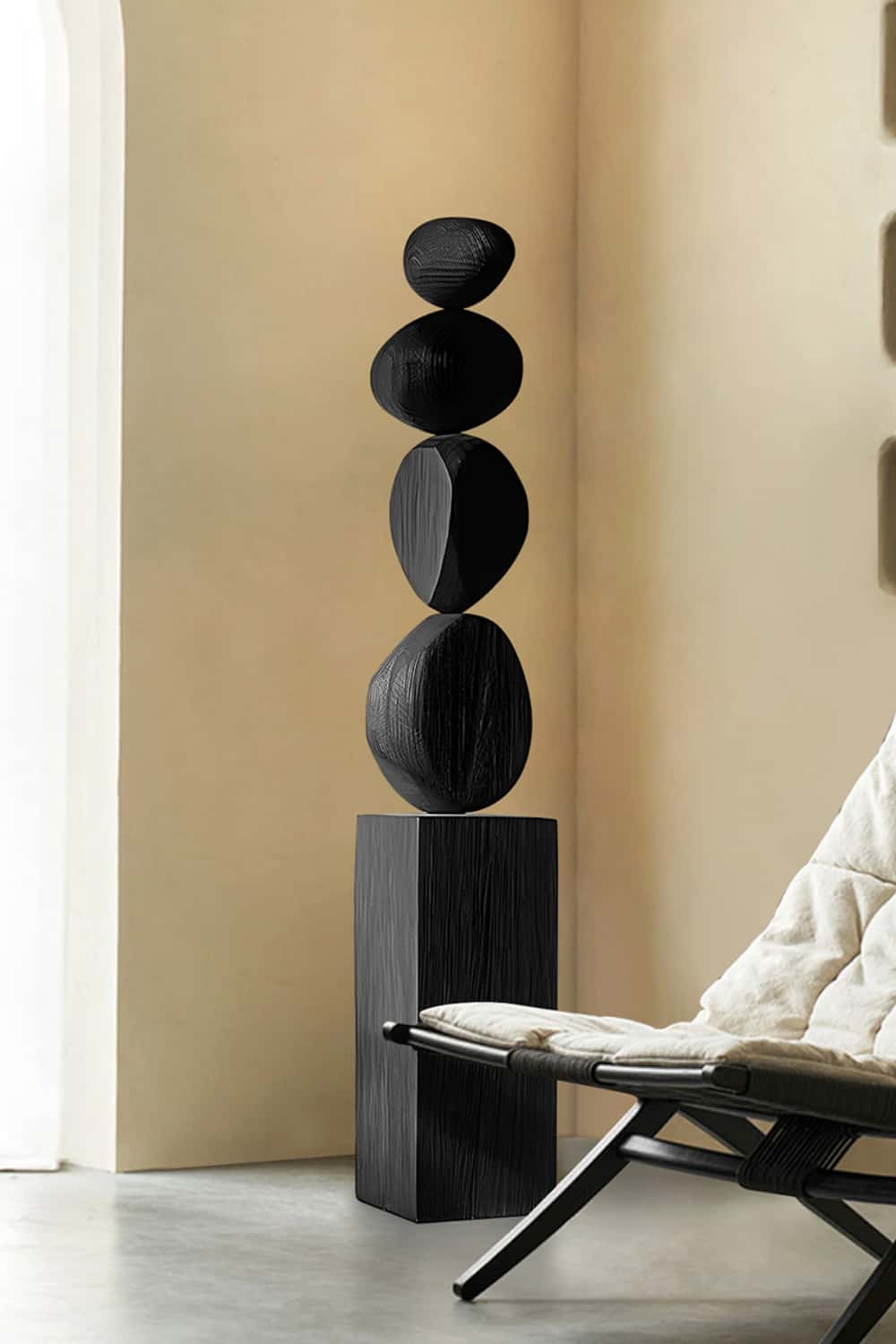 Hand Tall Wood Carved Statue Custom Large Black Wood Sculpture Near Me