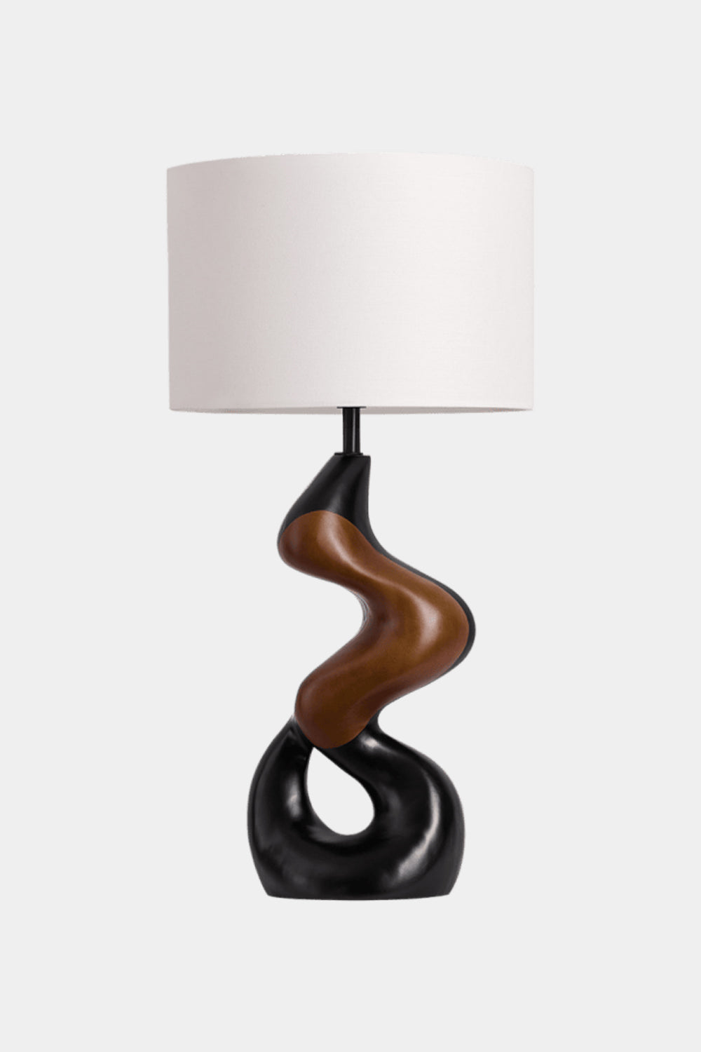 Artistic Twisted Wood Desk Lamp Creating Warm Ambiance In Study Or Office Space