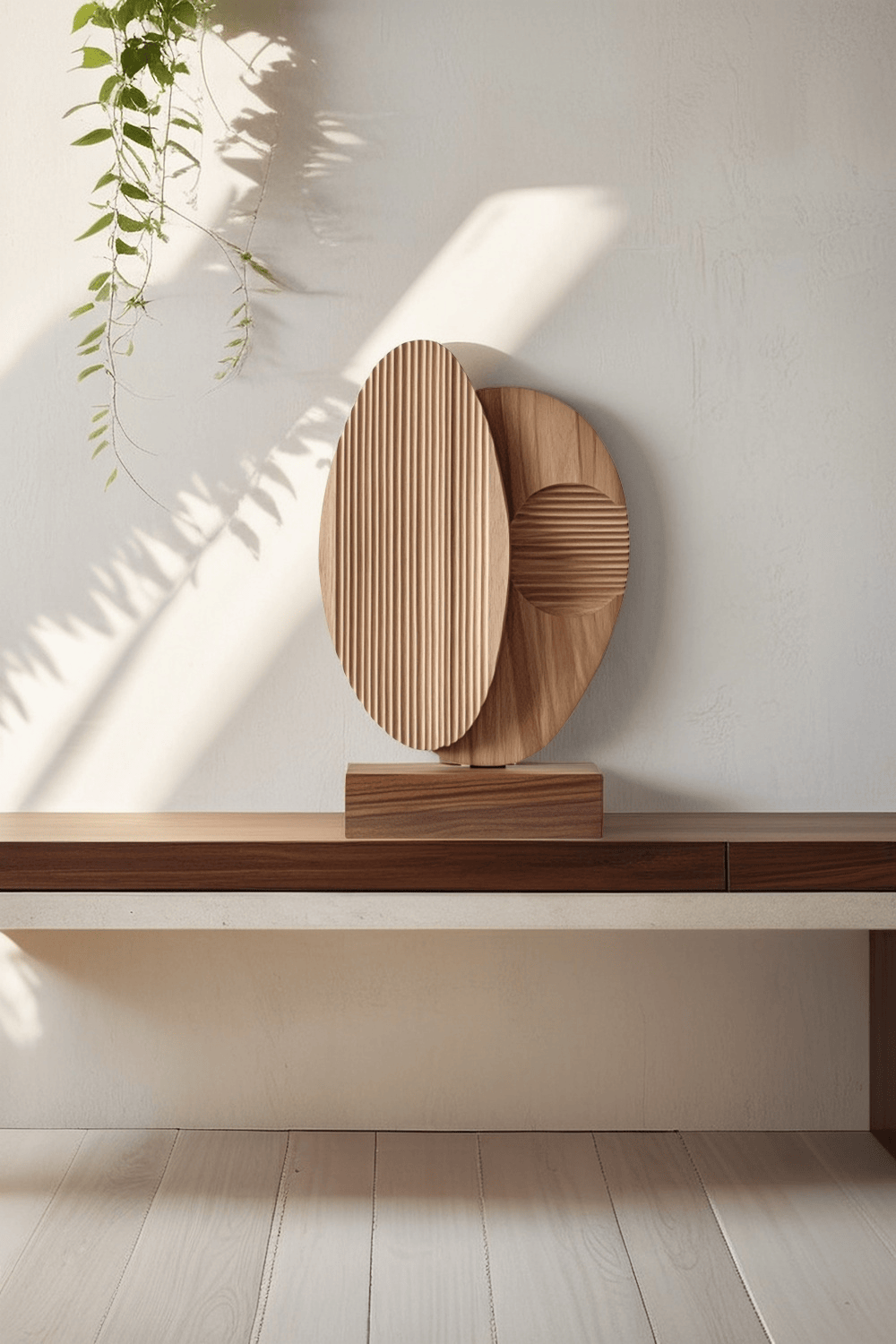 Modern Minimalist Abstract Wood Sculpture Hand Carved Wooden Sculpture