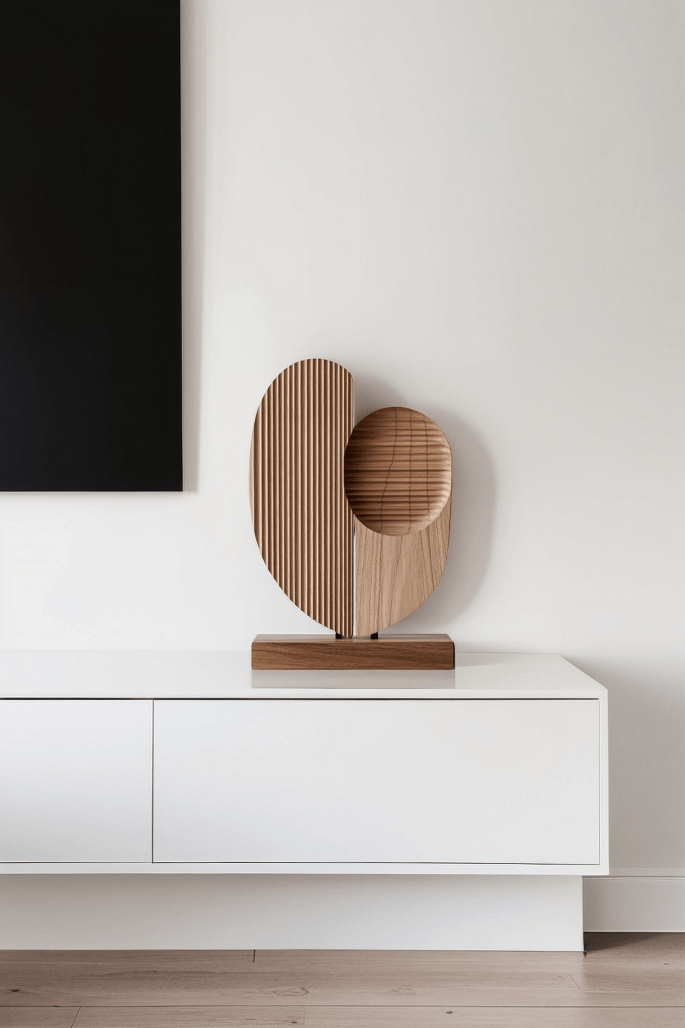 Modern Minimalist Abstract Wood Sculpture Hand Carved Wooden Sculpture
