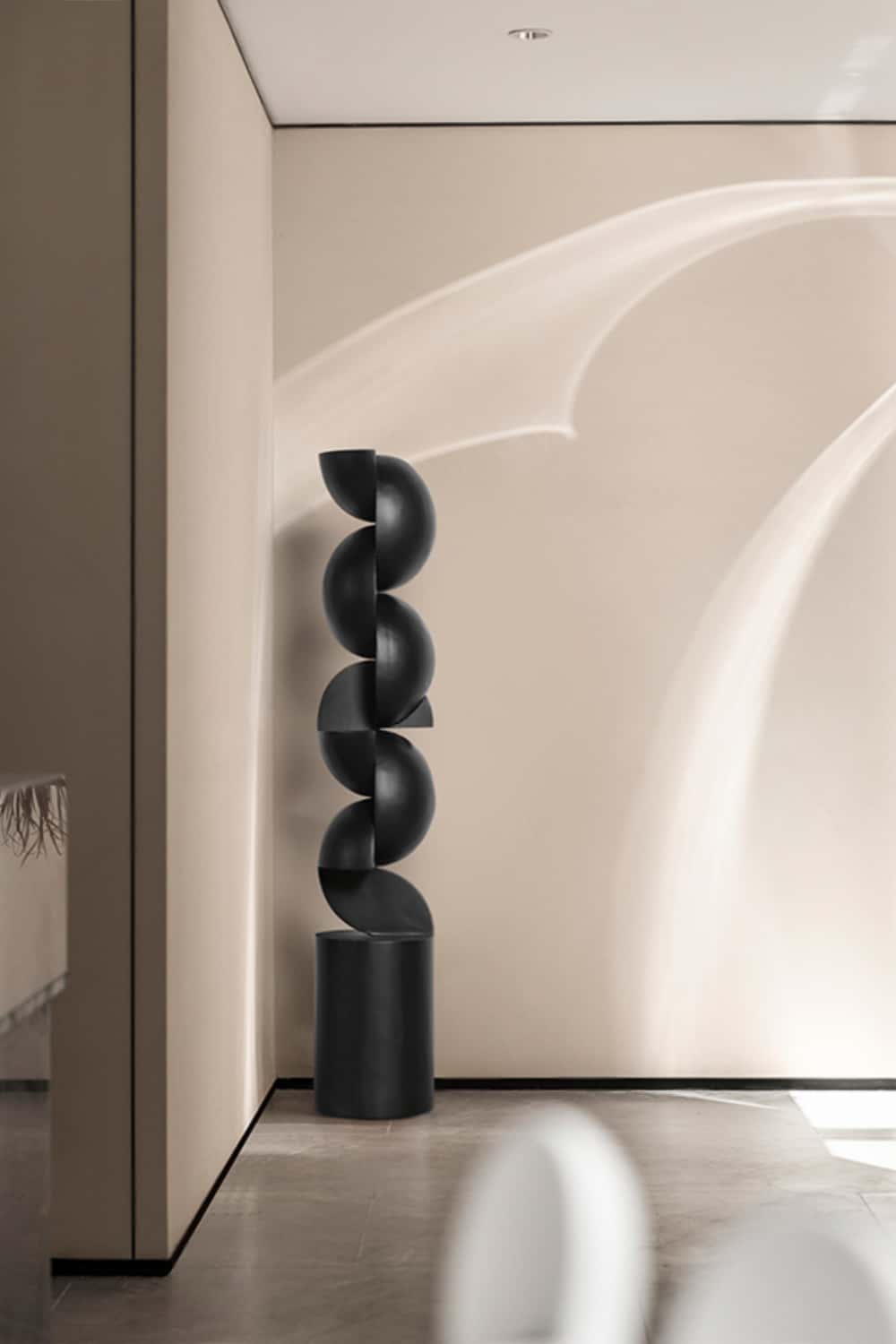 Black Abstract Large Wooden Sculpture Geometric Wood Sculpture Art Decor