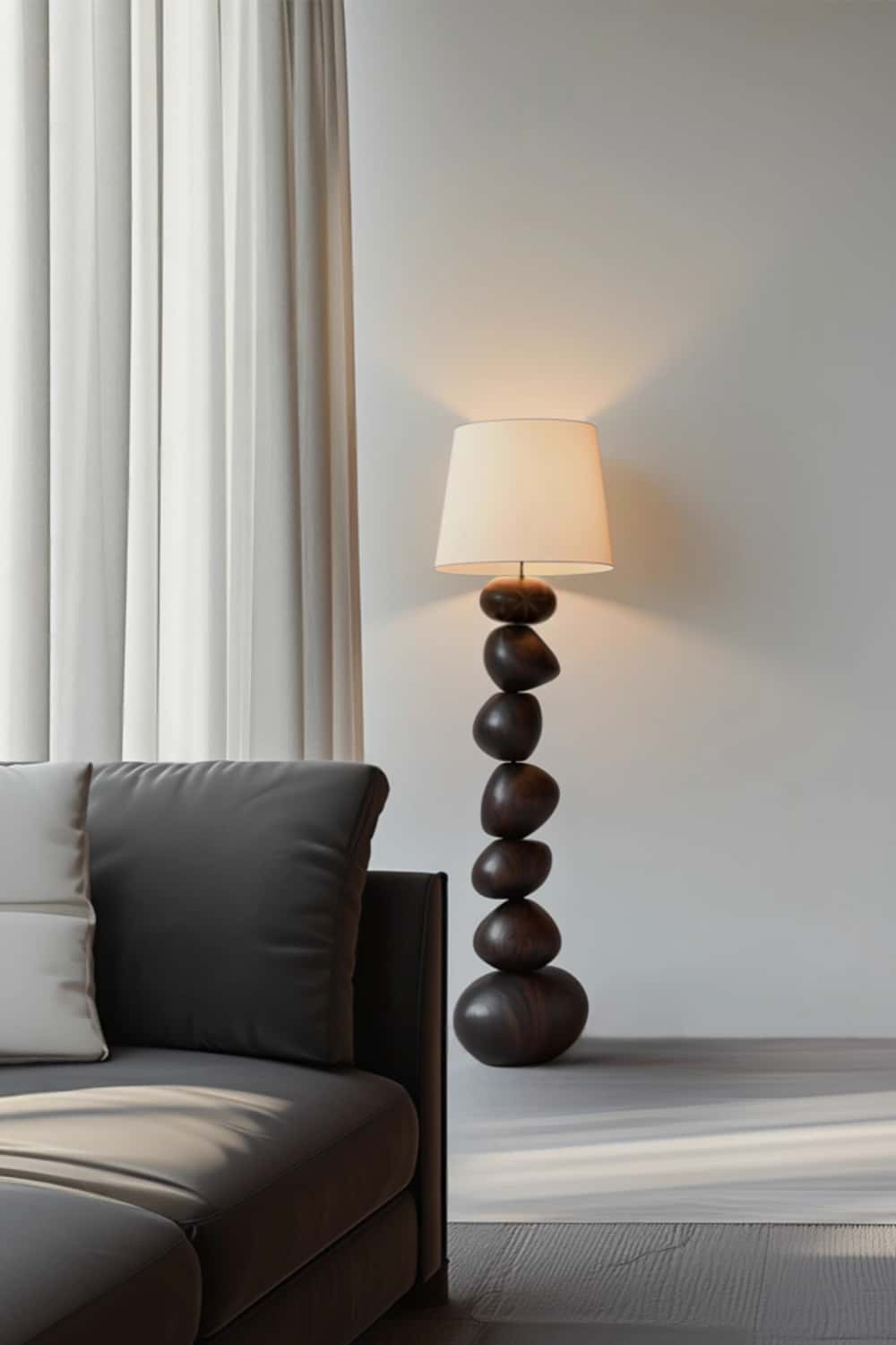 Handcrafted Large Wooden Art Floor Lamp Home Decor Wood Standing Lamp