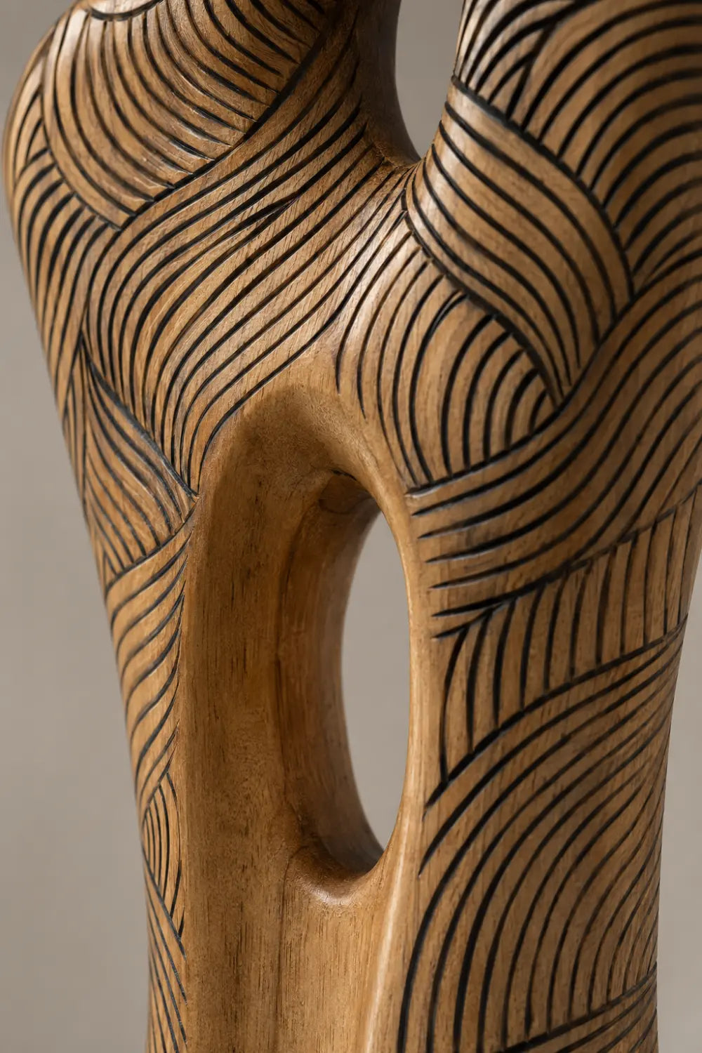 Abstract Wooden Vase With Intricate Carvings For Modern Home Decor