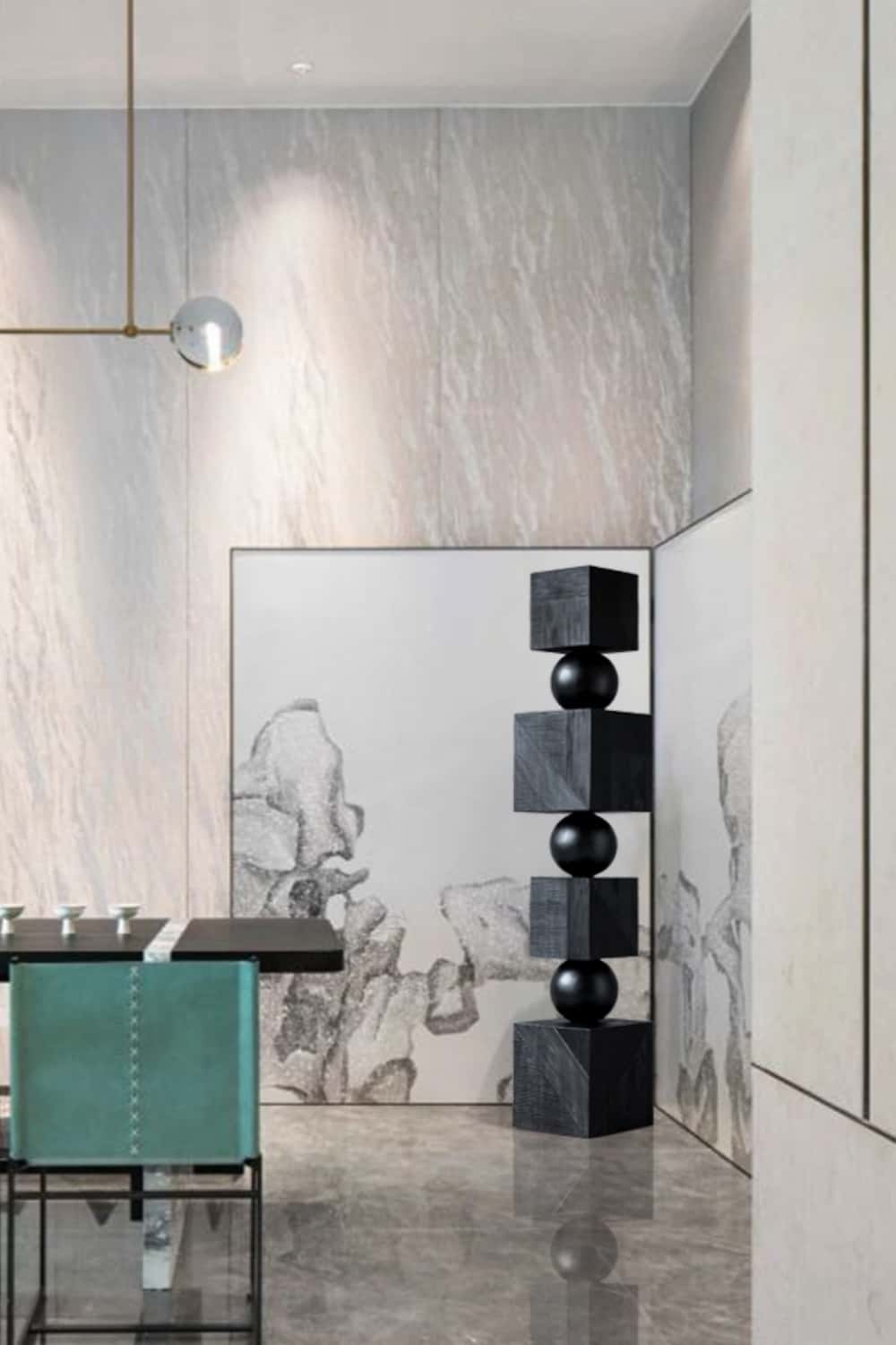 Black Abstract Large Wooden Sculpture Geometric Wood Sculpture Art Decor