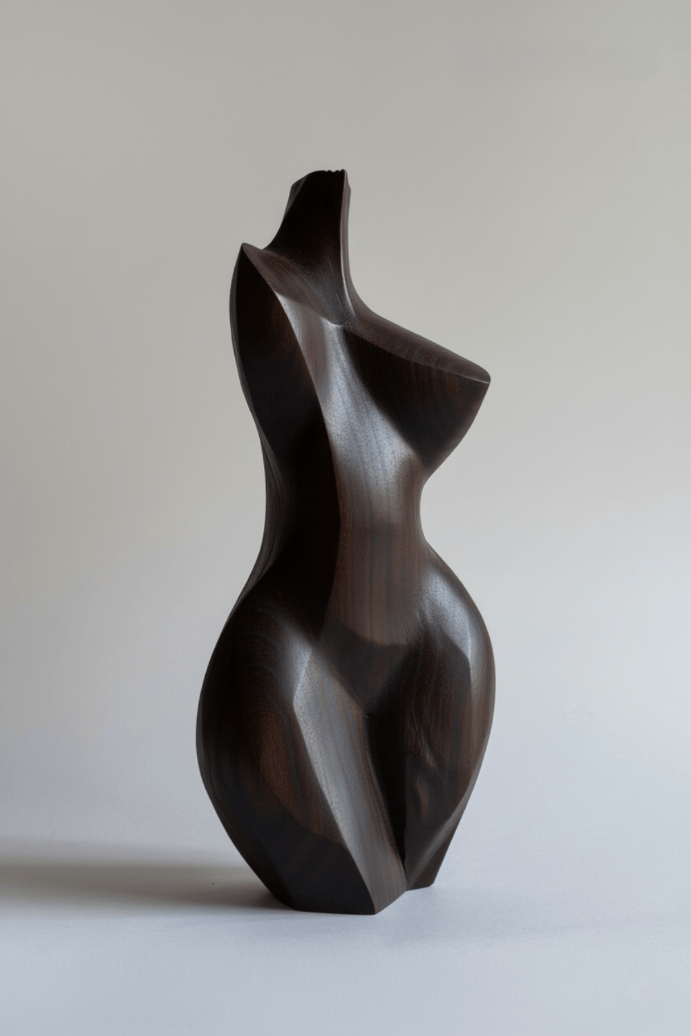 Abstract Dark Wooden Female Sculpture Modern Minimalist Wood Art Decor