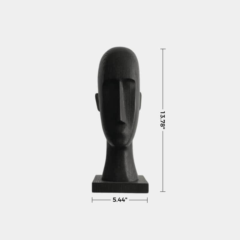 Black Abstract Wooden Head Sculpture Modern Minimalist Wood Sculptures