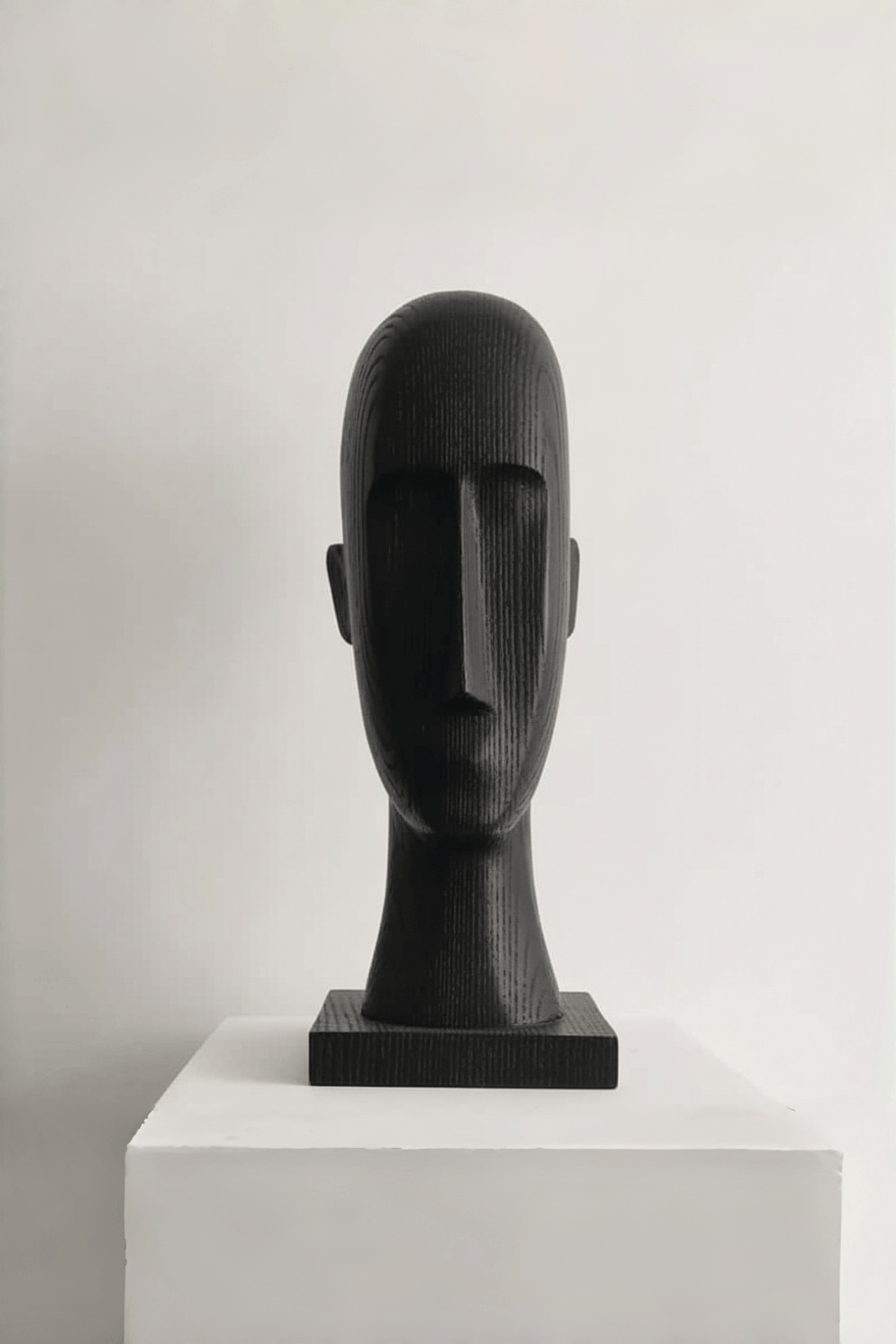 Black Abstract Wooden Head Sculpture Modern Minimalist Wood Sculptures