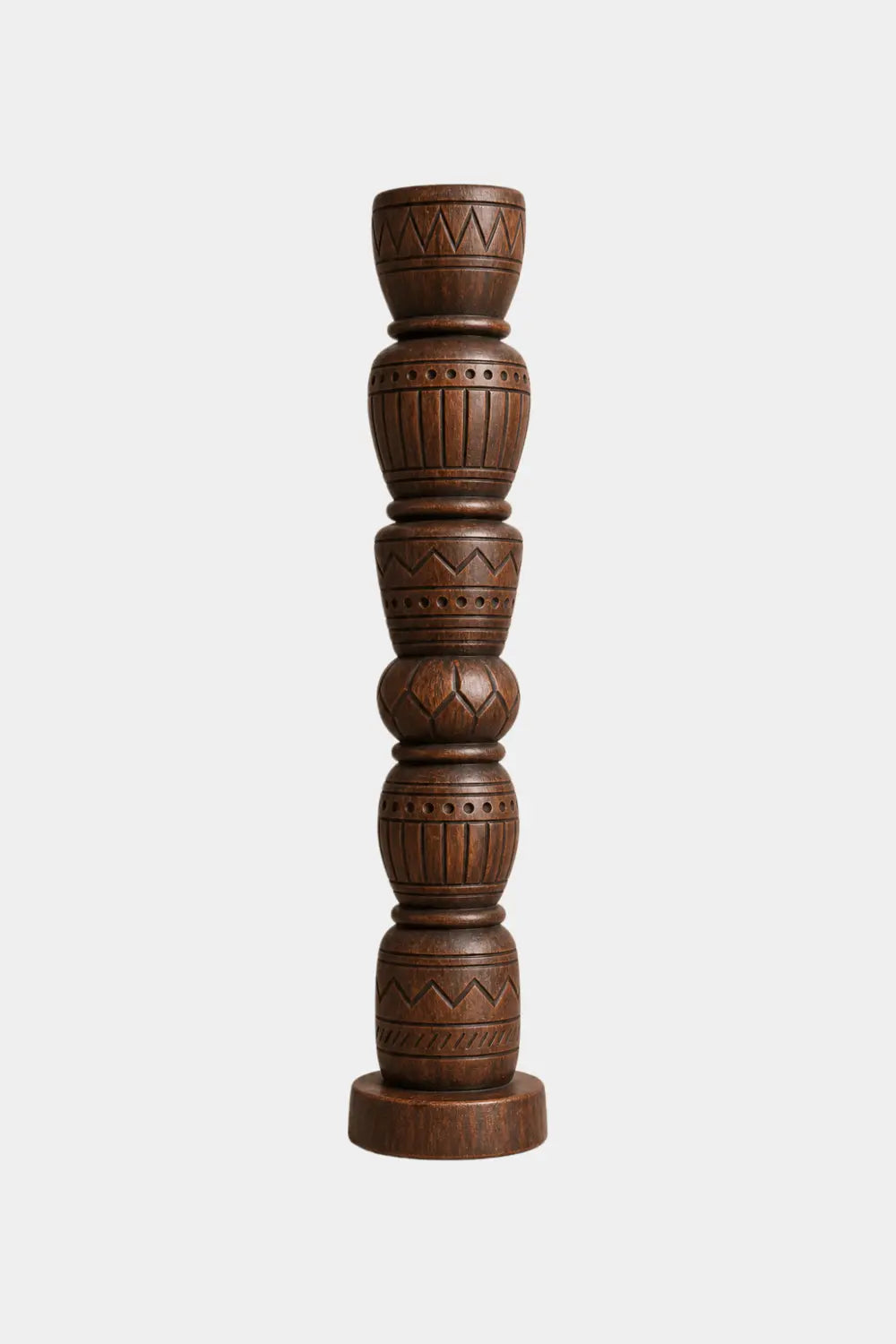 Stacked Geometric Wood Floor Sculpture | Tall Pillar Decor For Living Space