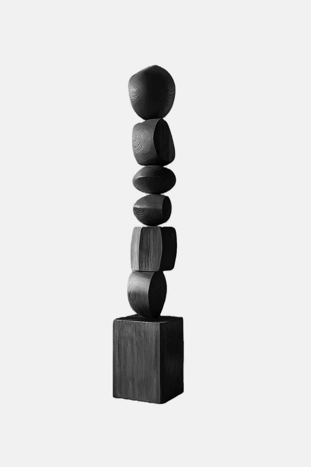 Black Abstract Large Wooden Sculpture Geometric Wood Sculpture Art Decor