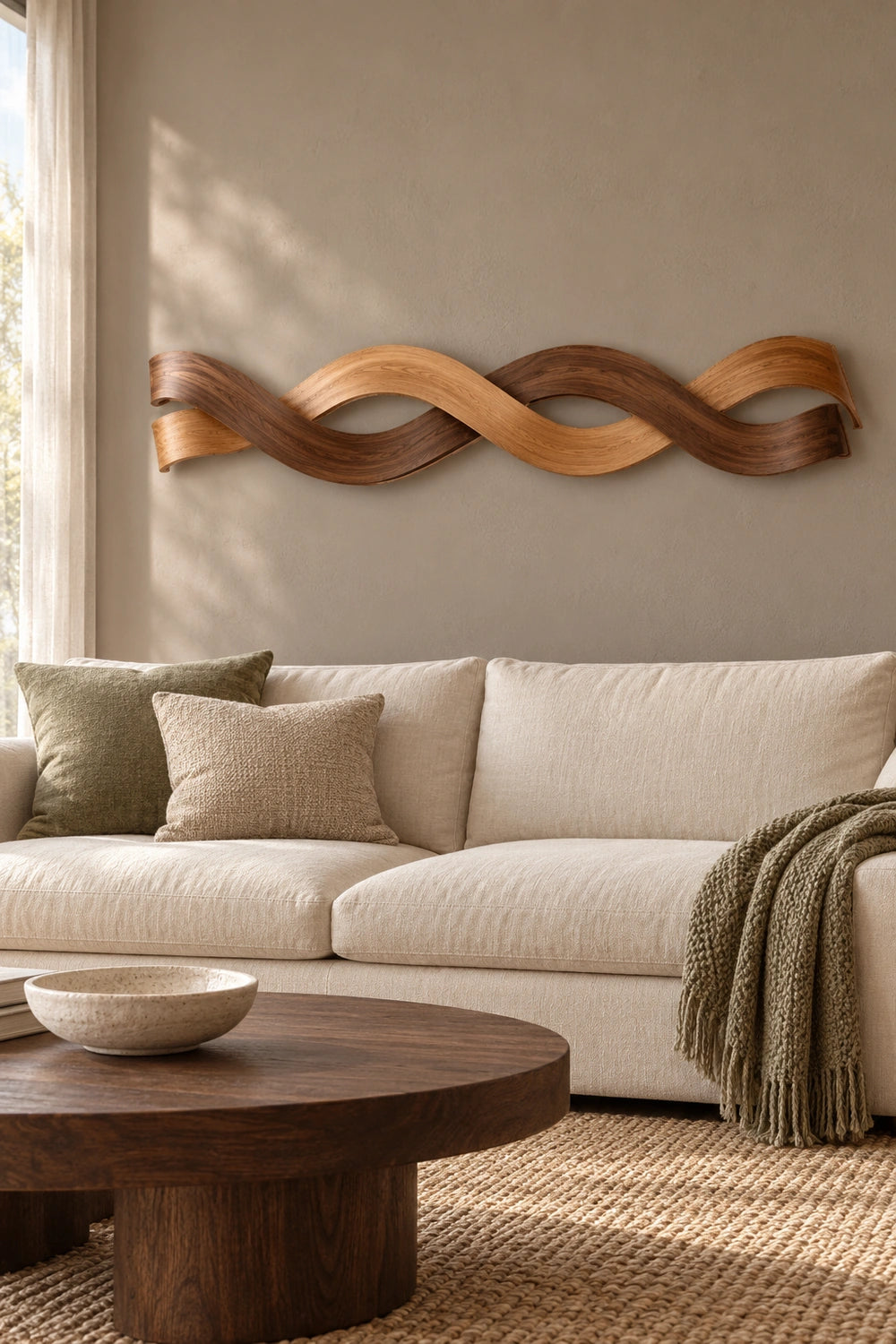 Modern Wooden Wall Art With Abstract Twisted Ribbon Design For Contemporary Homes