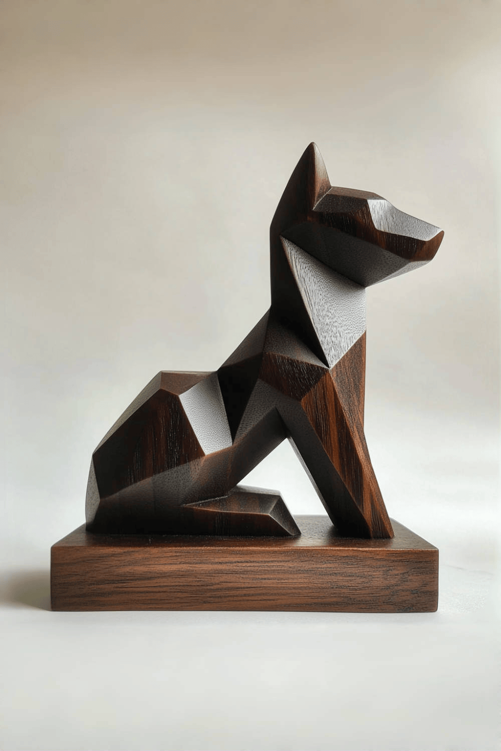 Wooden Dog Statue Wooden Animal Sculptures Wood Decorative Sculpture