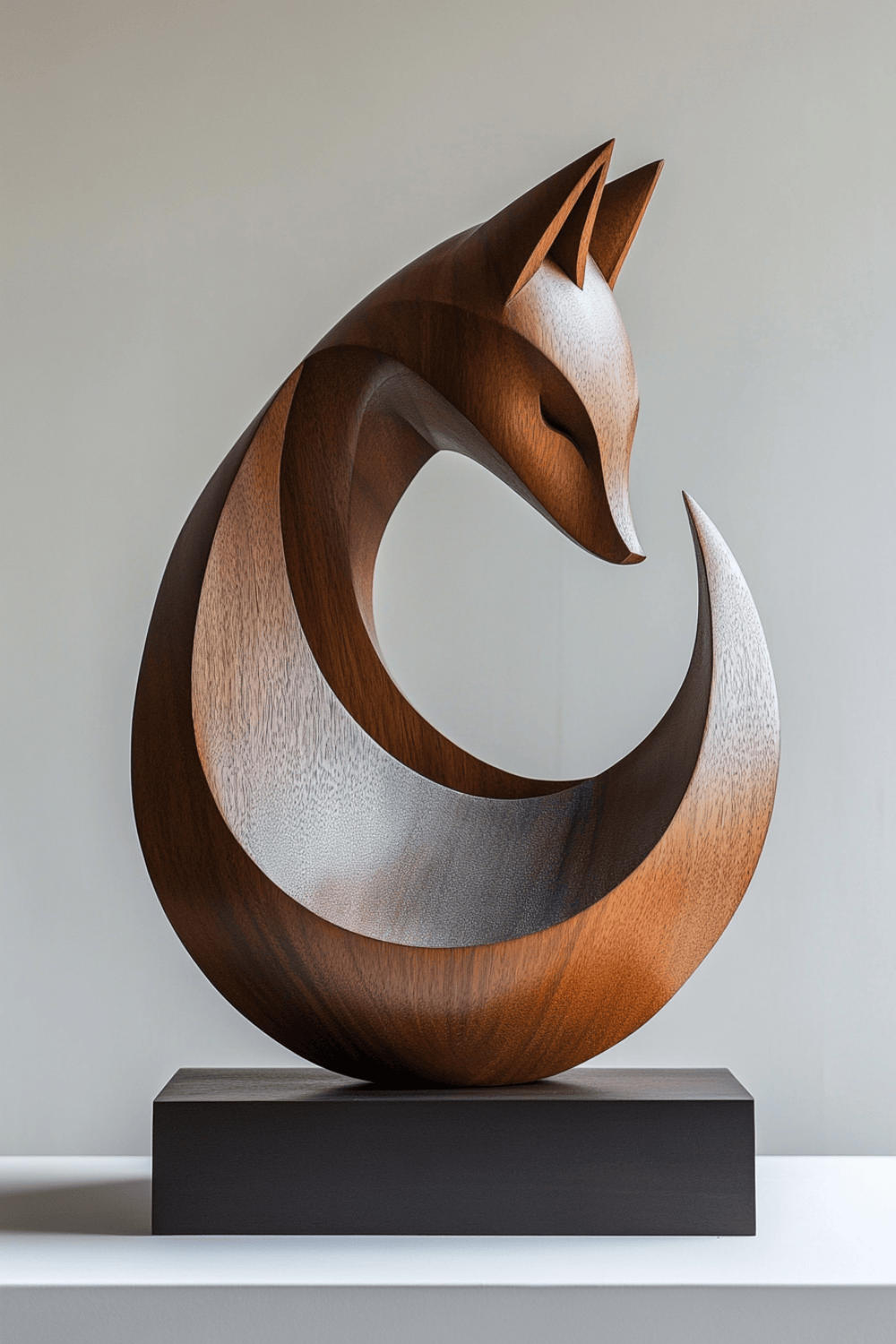 Wooden Carved Animals Wooden Fox Statue Hand Carved Wood Sculpture