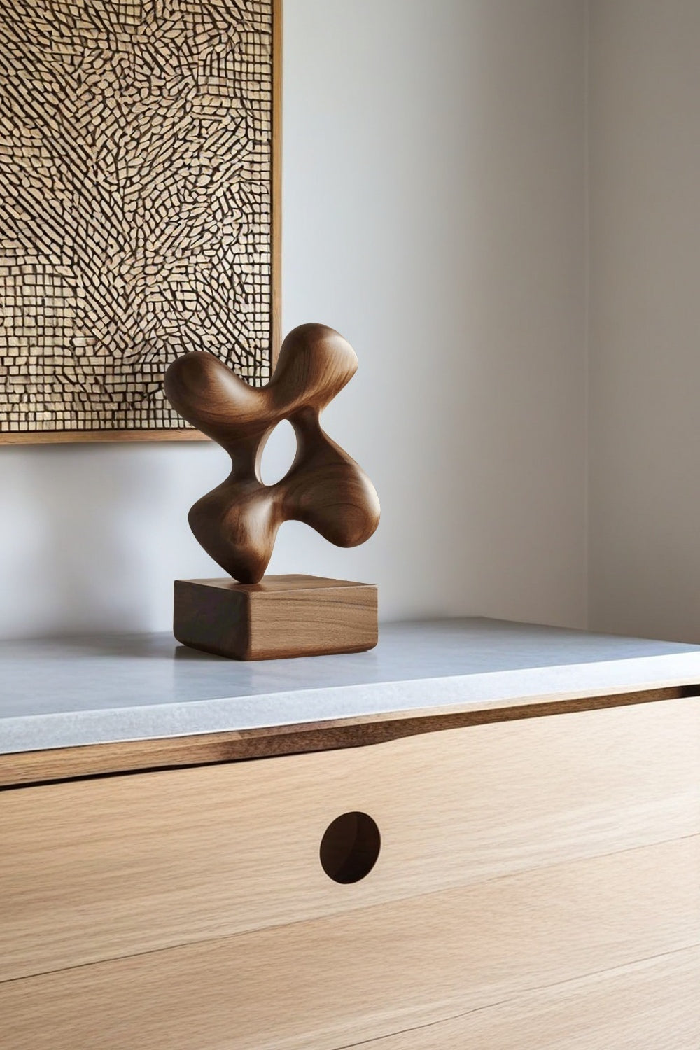 Modern Hand Carved Abstract Wood Sculpture Carving Wooden Sculpture Art