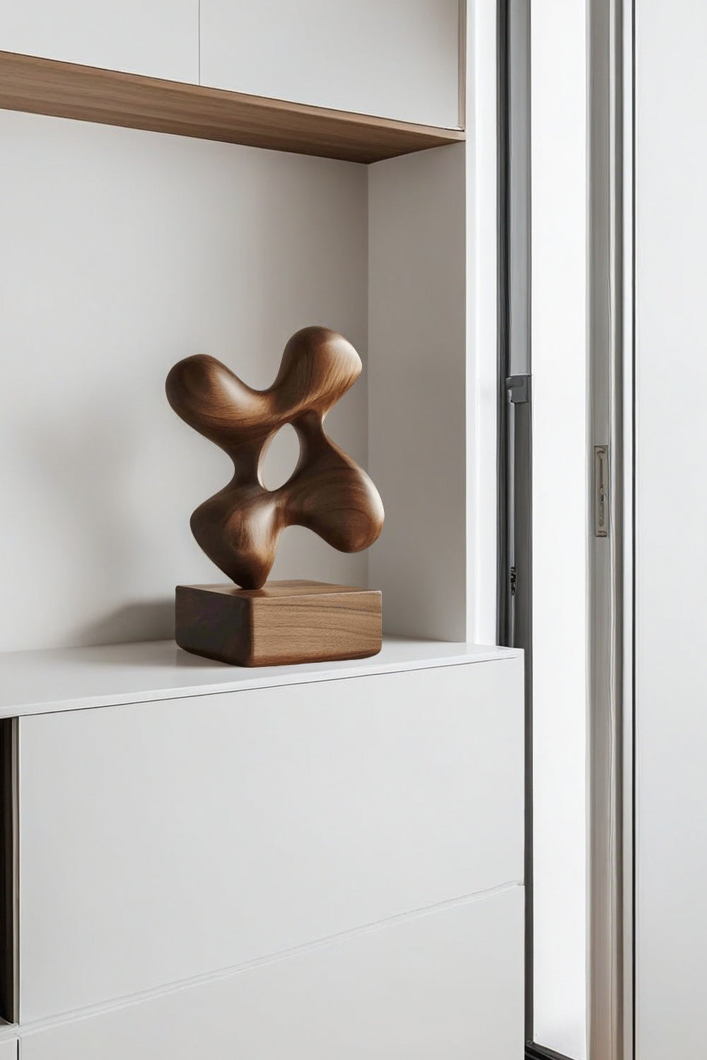Modern Hand Carved Abstract Wood Sculpture Carving Wooden Sculpture Art