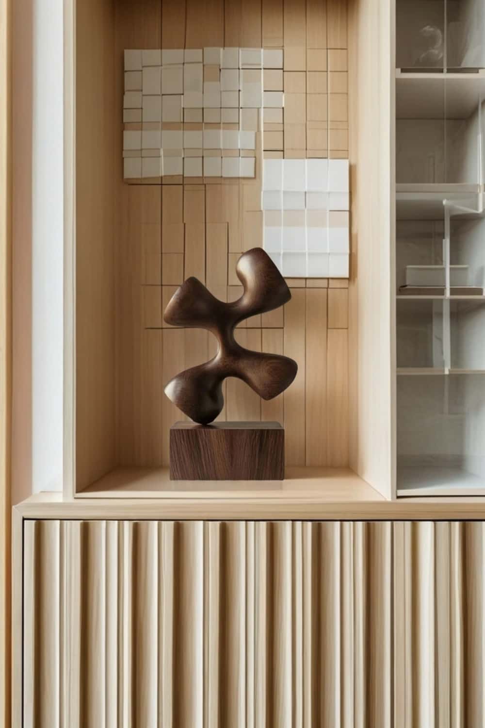 Modern Hand Carved Abstract Wood Sculpture Carving Wooden Sculpture Art