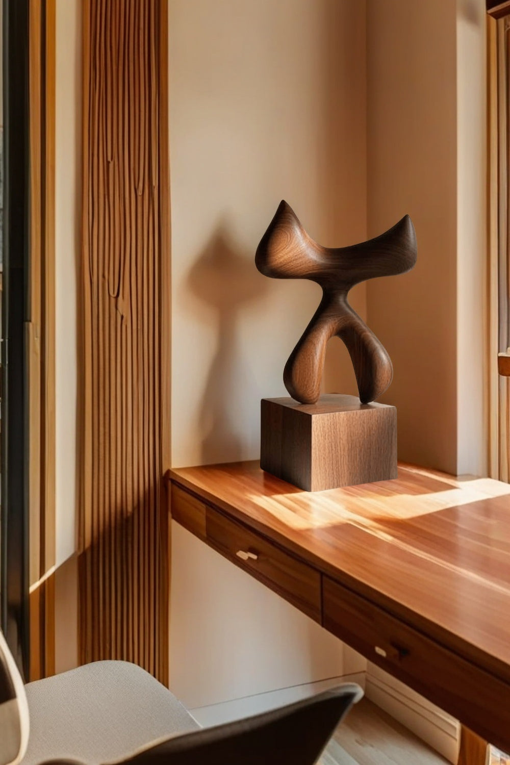 Modern Hand Carved Abstract Wood Sculpture Carving Wooden Sculpture Art