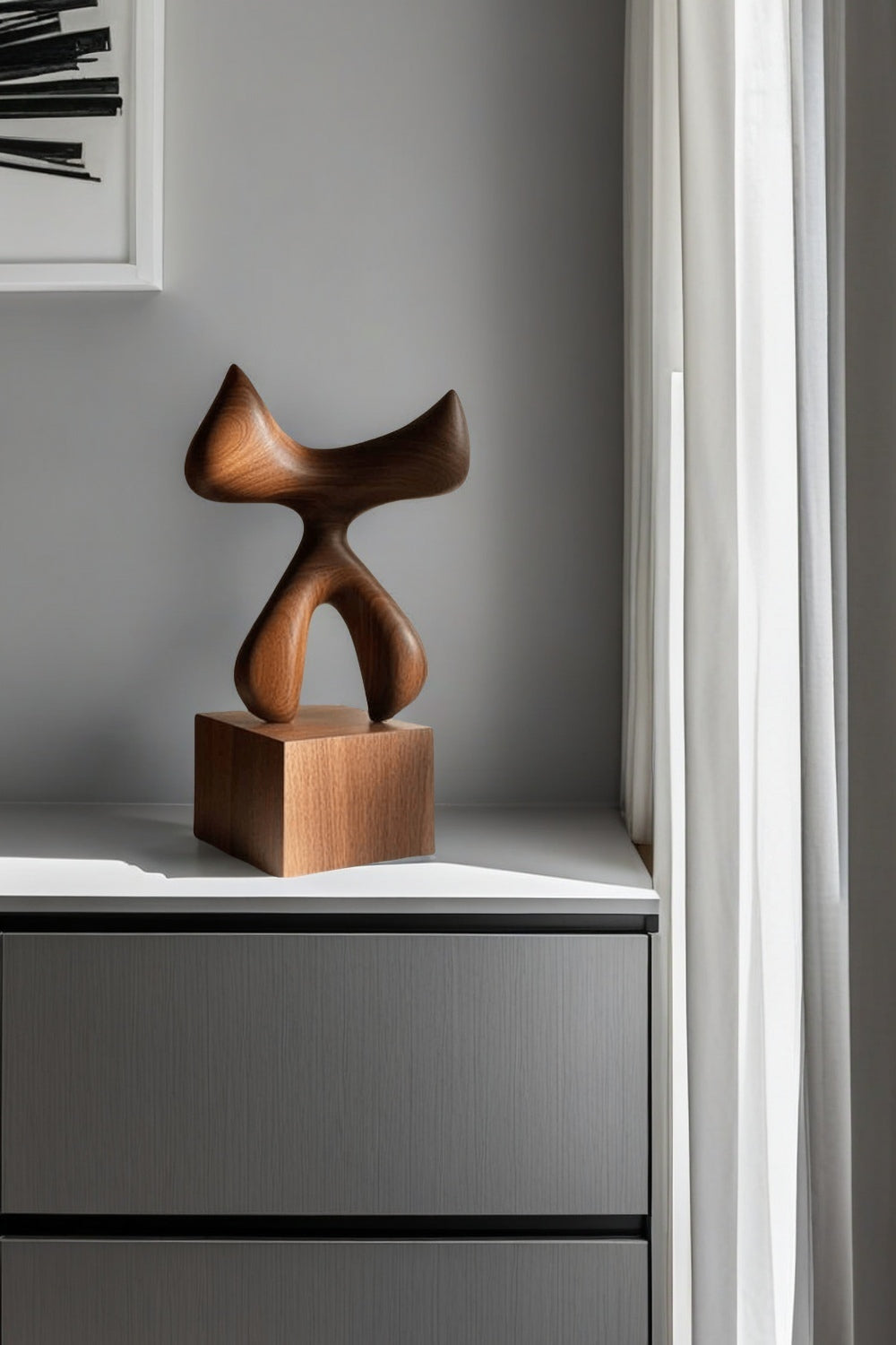 Modern Hand Carved Abstract Wood Sculpture Carving Wooden Sculpture Art