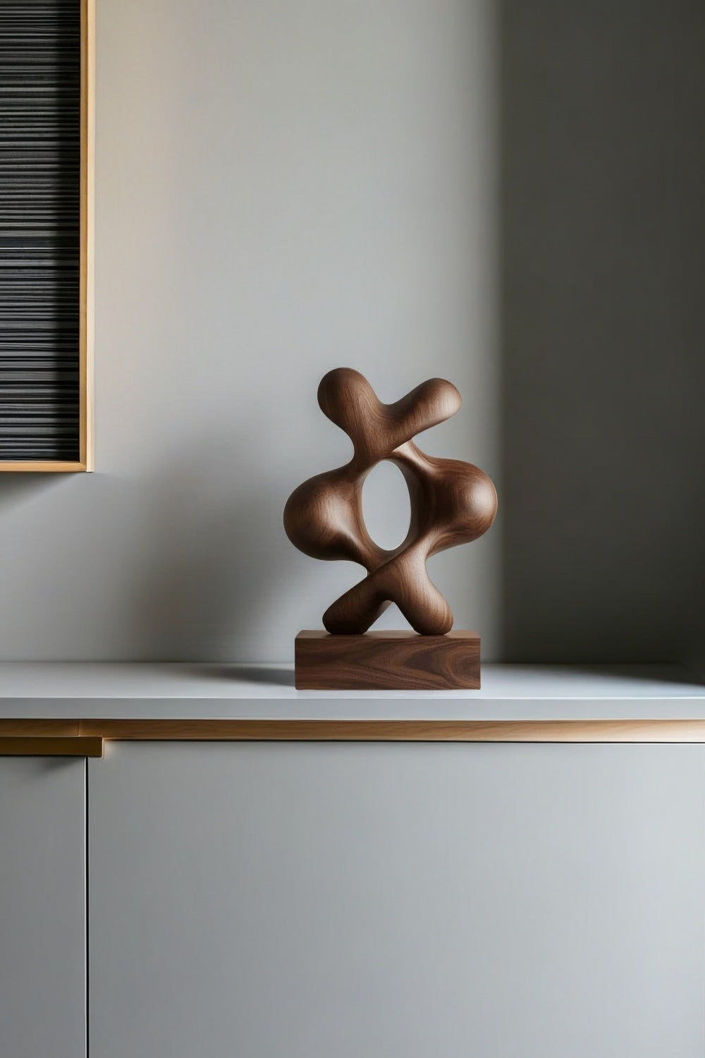 Modern Hand Carved Abstract Wood Sculpture Carving Wooden Sculpture Art