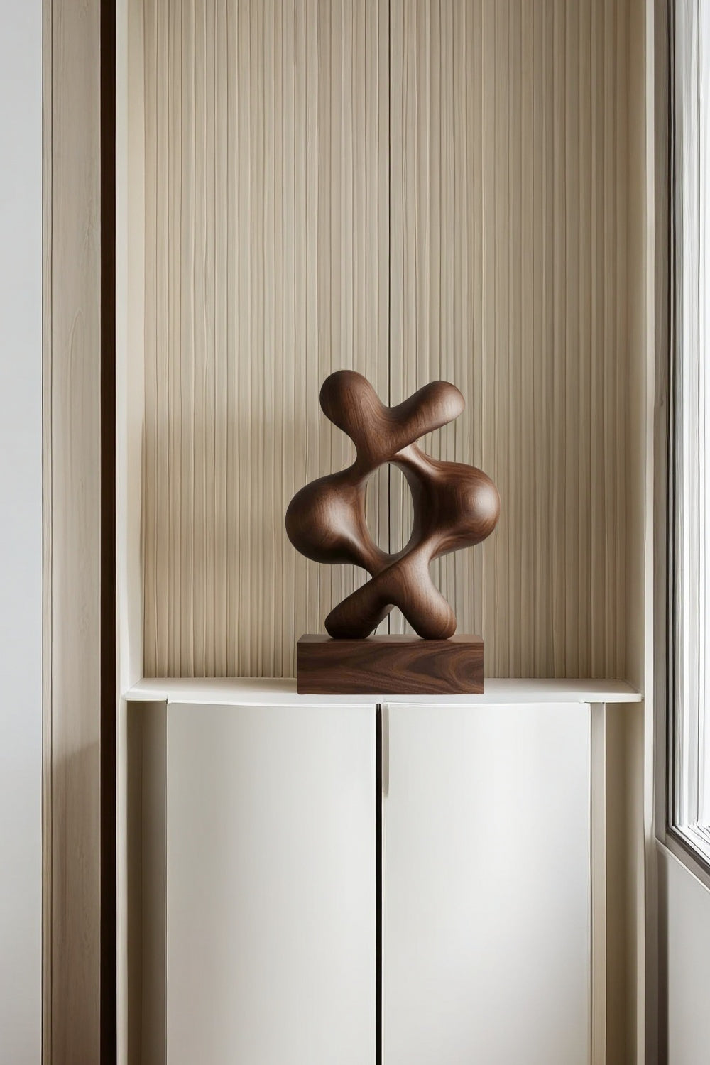 Modern Hand Carved Abstract Wood Sculpture Carving Wooden Sculpture Art
