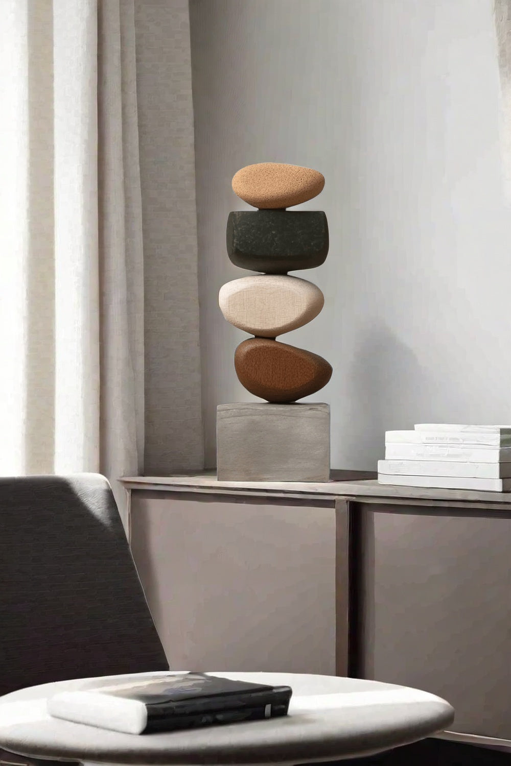 Handcrafted Wood Sculpture Modern Abstract Art Minimalist Home Decor