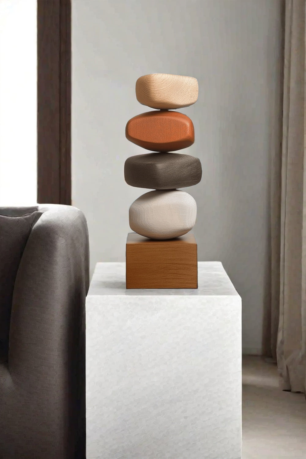 Handcrafted Wood Sculpture Modern Abstract Art Minimalist Home Decor
