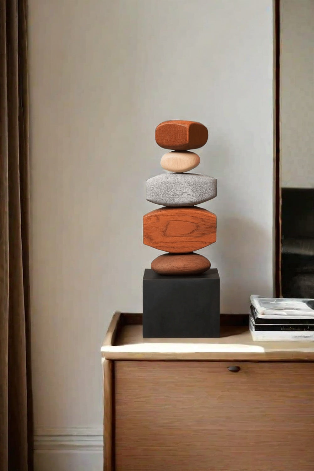 Handcrafted Wood Sculpture Modern Abstract Art Minimalist Home Decor