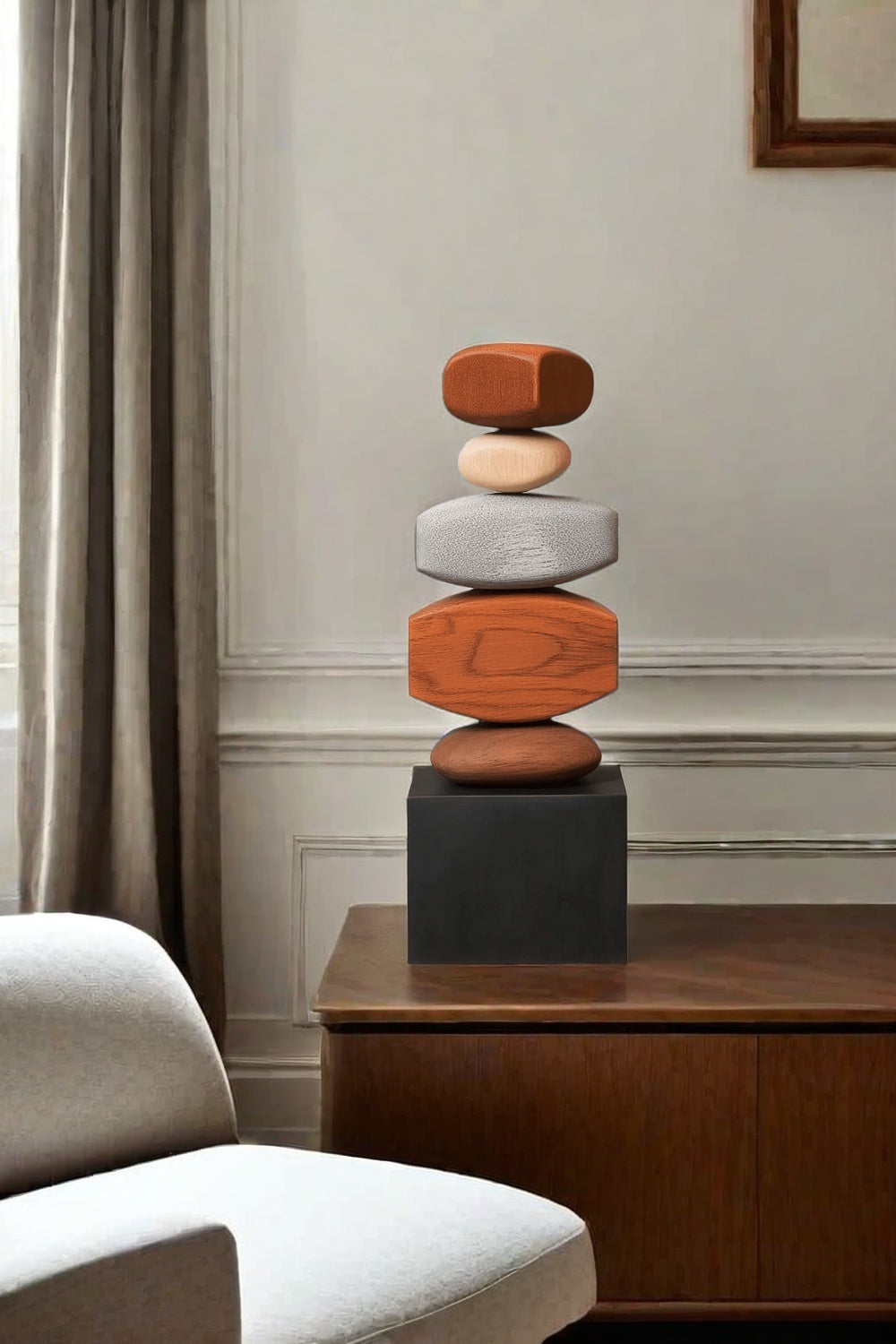 Handcrafted Wood Sculpture Modern Abstract Art Minimalist Home Decor