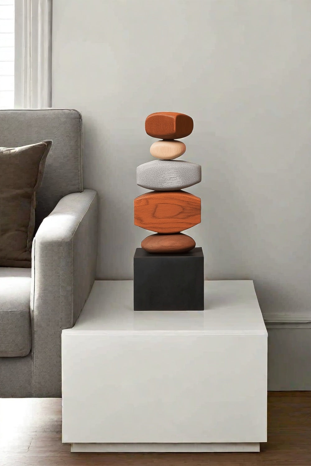 Handcrafted Wood Sculpture Modern Abstract Art Minimalist Home Decor