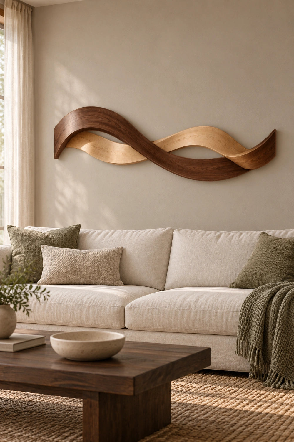 Modern Abstract Wooden Wall Art Sculpture For Living Room Decor