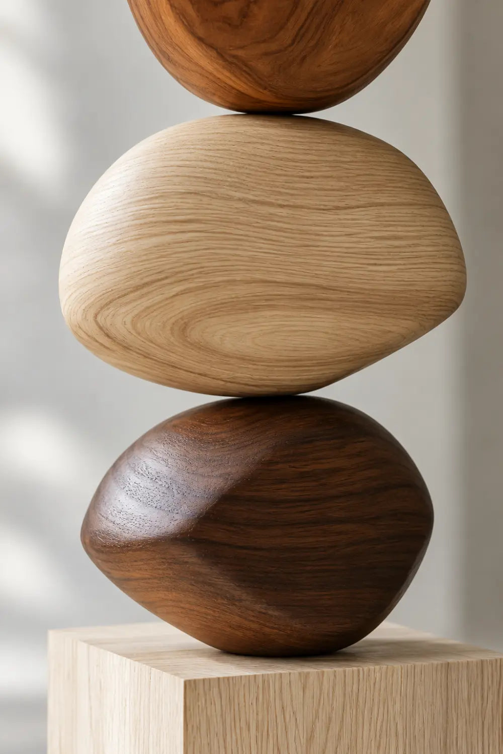 Large Abstract Wooden Sculpture For Modern Minimalist Home Decor And Living Room Art