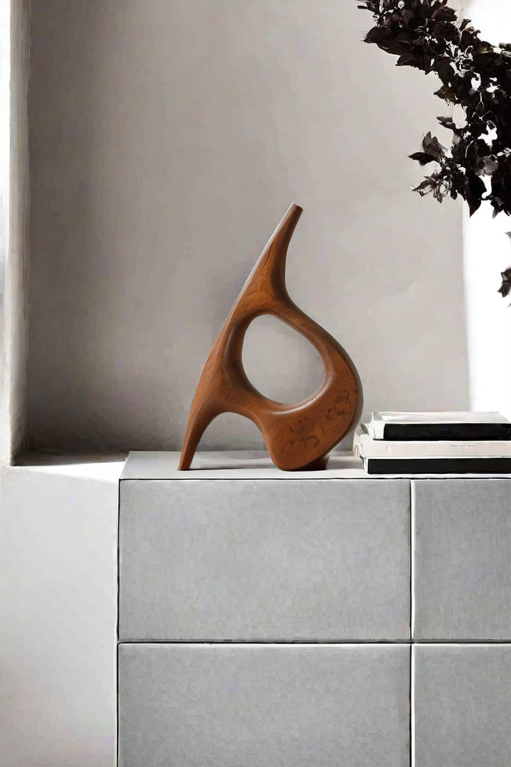 Abstract Wooden Sculpture Minimalist Decor Hand Carved Wood Statue