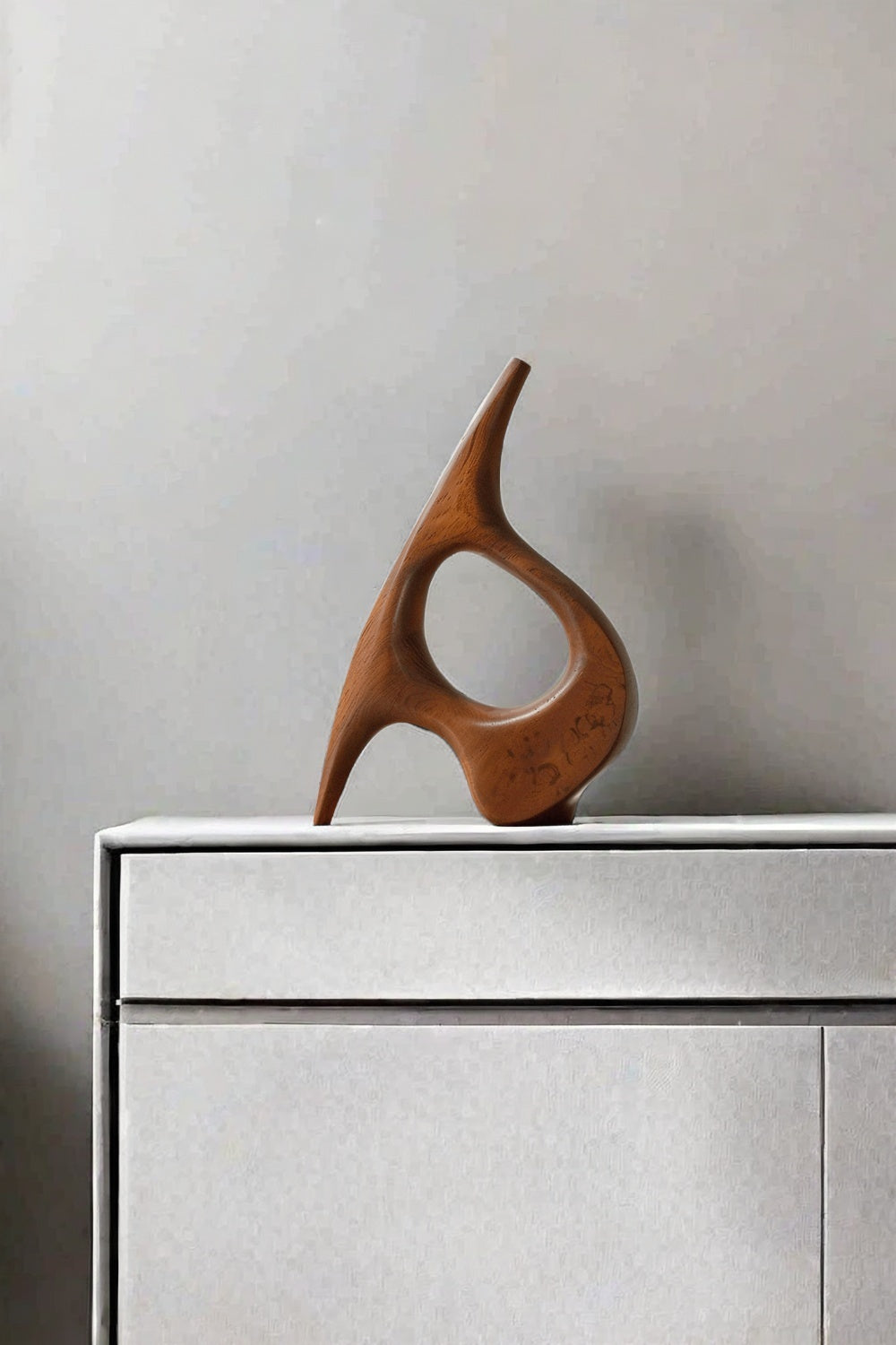 Abstract Wooden Sculpture Minimalist Decor Hand Carved Wood Statue