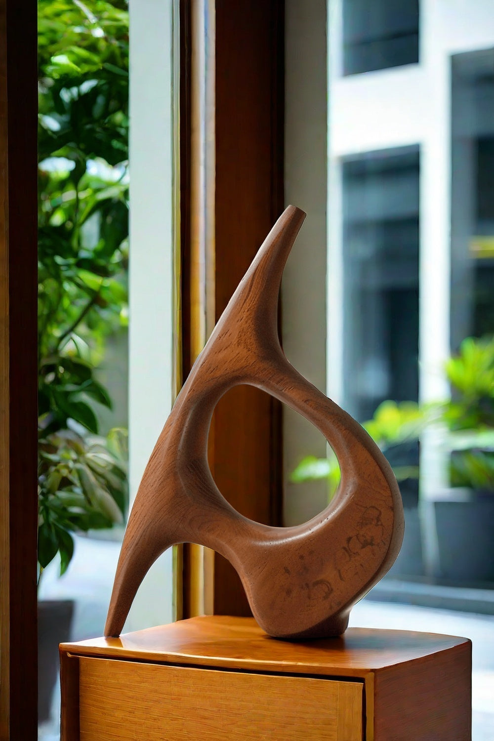 Abstract Wooden Sculpture Minimalist Decor Hand Carved Wood Statue