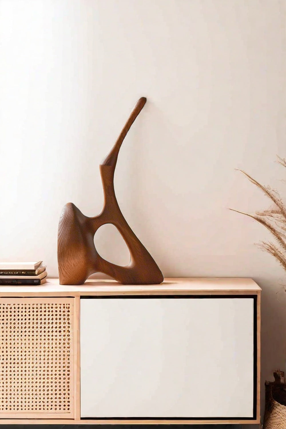 Abstract Wooden Sculpture Minimalist Decor Hand Carved Wood Statue