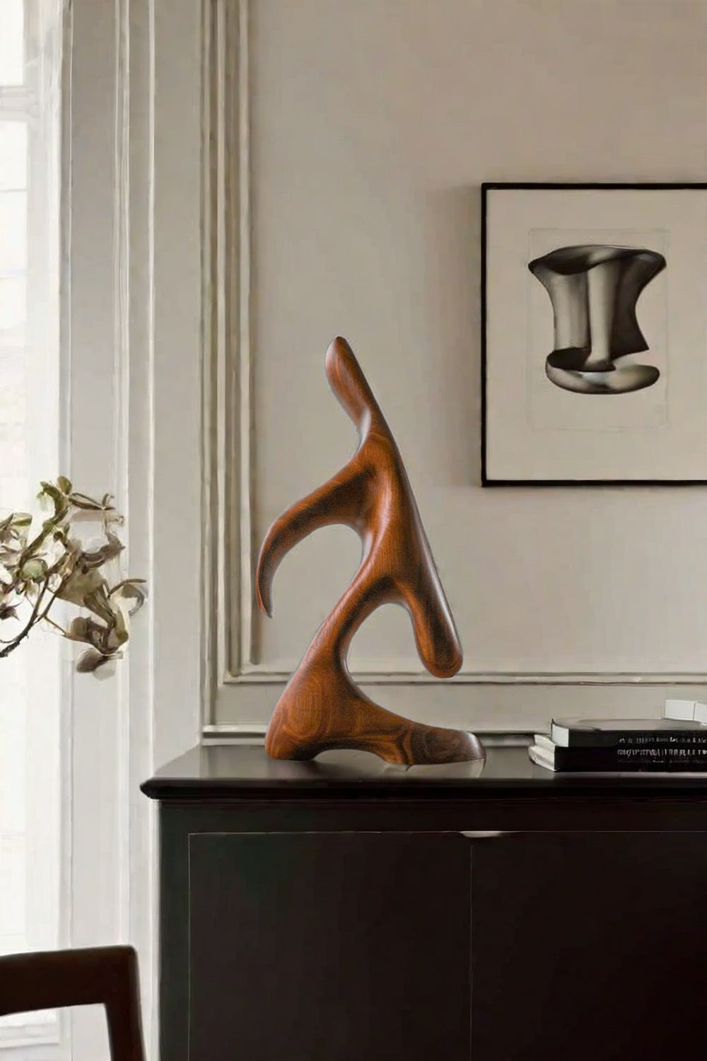 Abstract Wooden Sculpture Minimalist Decor Hand Carved Wood Statue