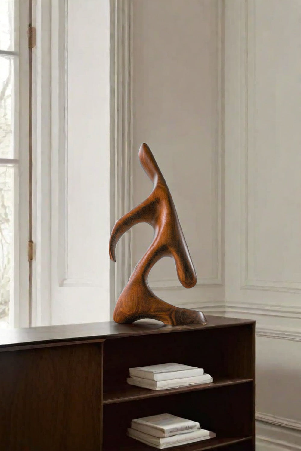 Abstract Wooden Sculpture Minimalist Decor Hand Carved Wood Statue