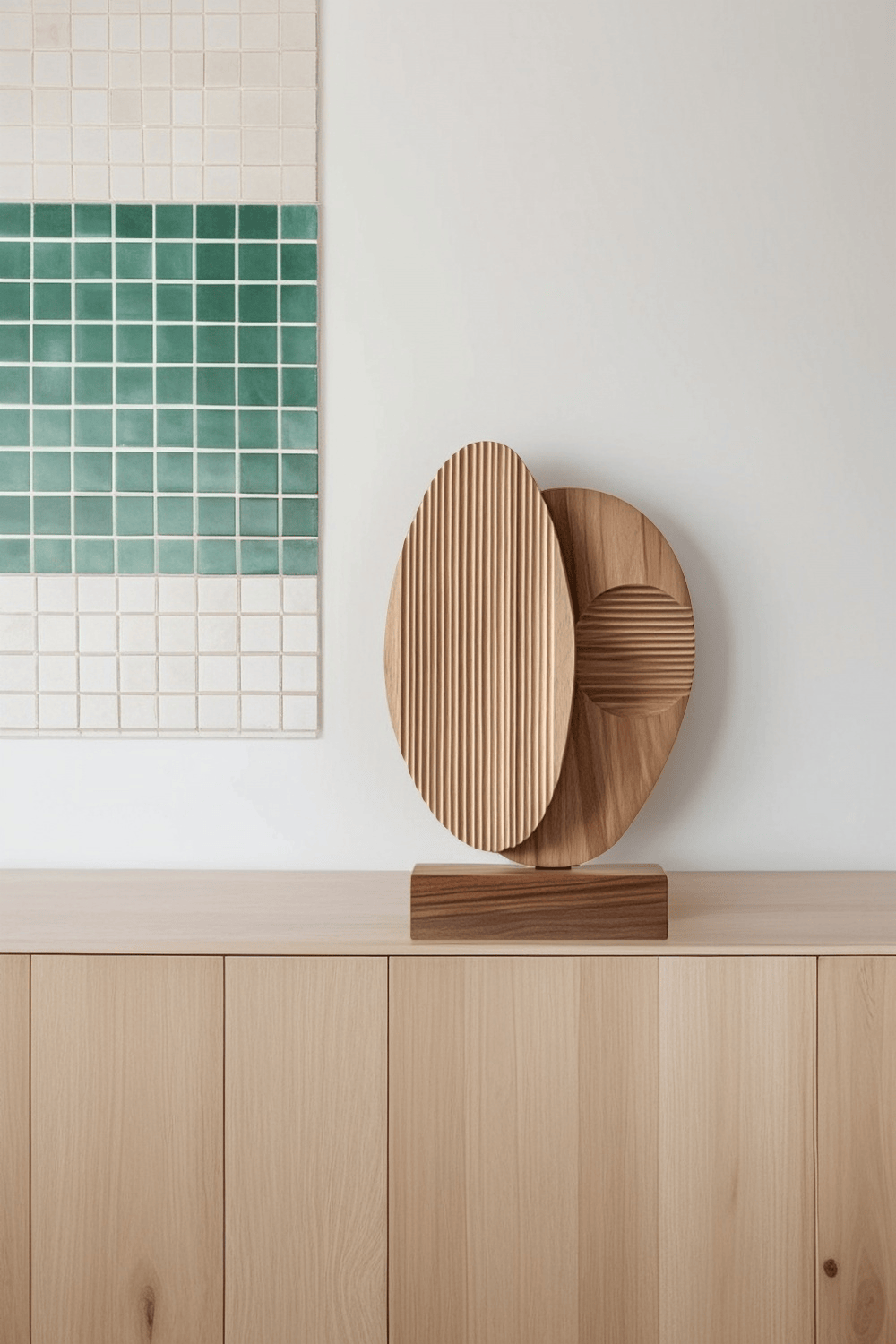 Modern Minimalist Abstract Wood Sculpture Hand Carved Wooden Sculpture