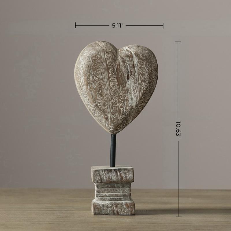 Love Tabletop Decoration Art ornament Natural Wood Sculpture Hand Carved Miniature Solid Wood Sculpture Original Art Unique Modern Art