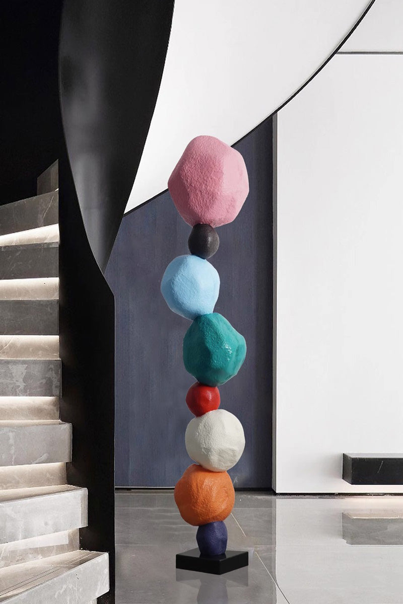 Large Polychrome Wood Sculpture Floor Sculpture Tall Wooden Sculpture Modern Home Decor